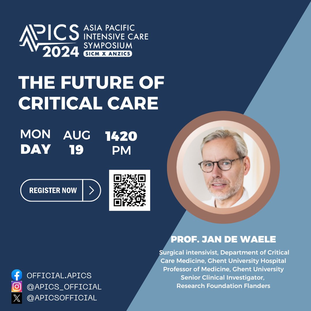Don't miss the grand finale at APICS 2024! Join us for our closing plenary sessions on 19 Aug!
Be part of these insightful discussions and connect with leaders in the field! 🌐 
#apics2024 #intensivecaremedicine #intensivecare