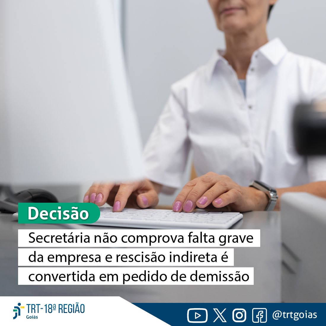 A secretária alegou a falta de recolhimento de FGTS. O TRT/GO entendeu que apenas um mês de atraso em 49 meses de trabalho não é suficiente para a rescisão, já que não houve descumprimento reiterado do contrato de trabalho. Leia a matéria completa em trt18.jus.br
