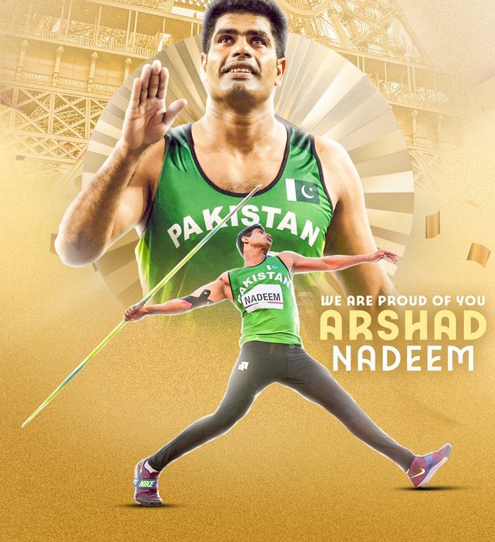 🥇 HISTORY IN PARIS 🥇

Arshad Nadeem secures Pakistan's first Olympics gold medal since 1984 with a record 9️⃣2️⃣.9️⃣7️⃣ metres throw! 

#ArshadNadeem #NeerajChopra