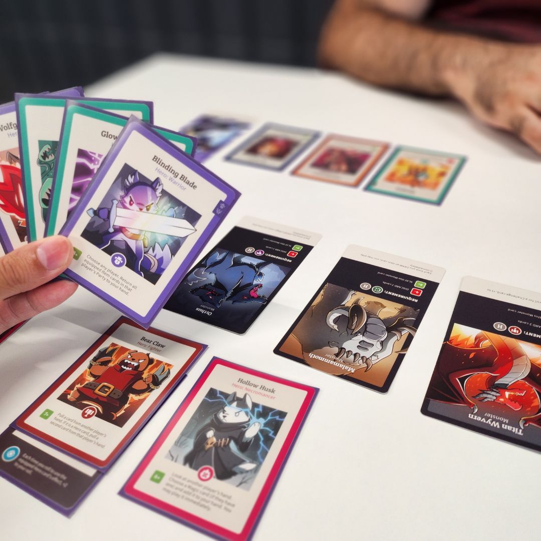 spellbound_game's tweet photo. We've been playing a lot of Here to Slay recently at Spellbound. Look at these cute cards! Unstable Games really nailed it.

Come down and enjoy our library of table top games!

#HereToSlay #heretoslaygame #unstablegames https://t.co/1M9RLHkJqm