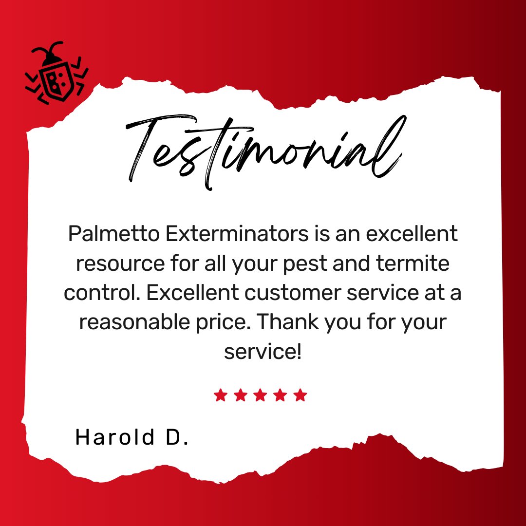 PalmettoExandMC's tweet image. Happy customers make us happy! Thanks for sharing!

#pestcontrol #localexterminator #palmettoexterminators #homepestcontrol #residentialpestcontrol #termitecontrol #mosquitocontrol