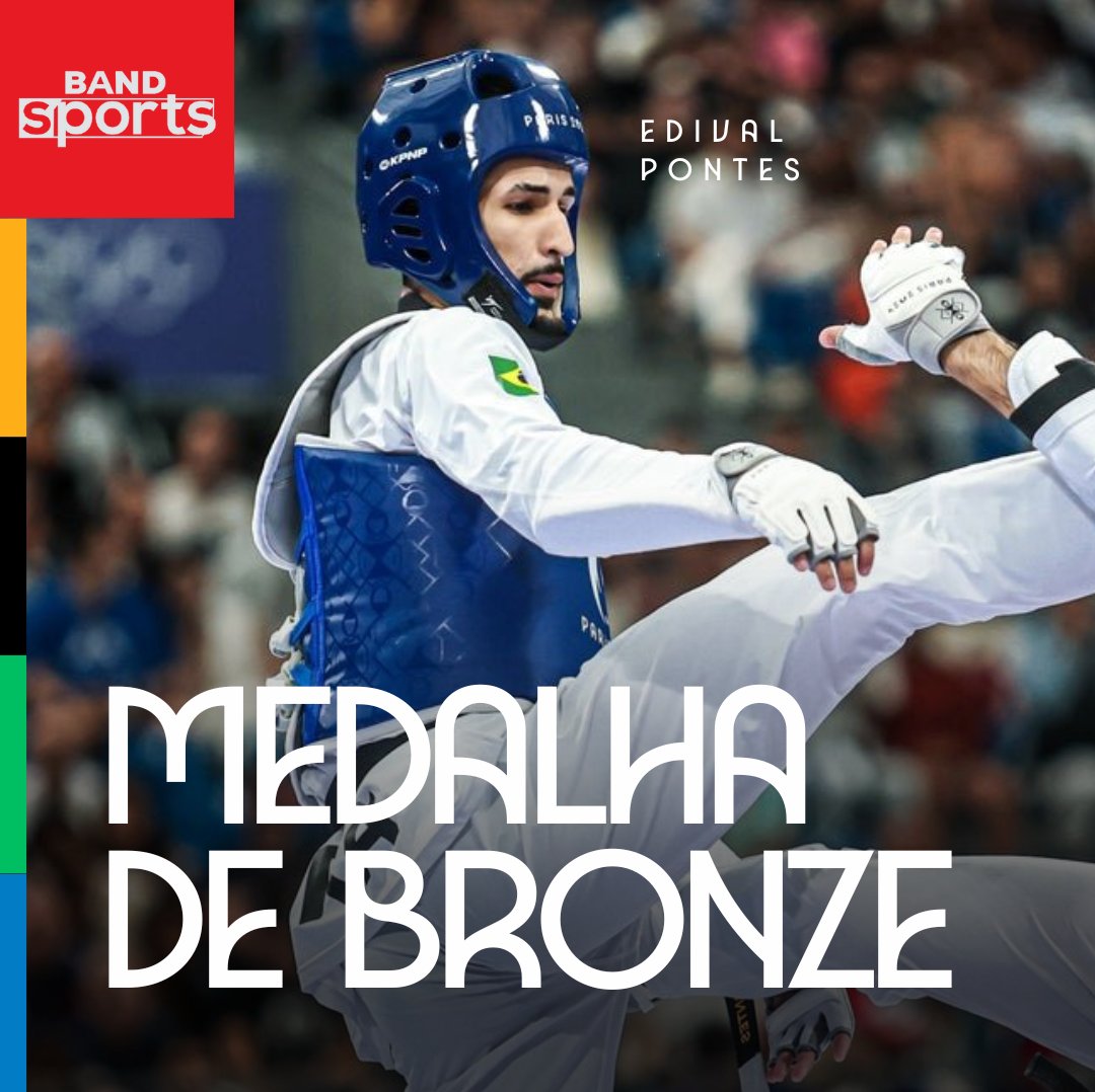 bandsports's tweet photo. É BRONZE PARA O BRASIL! NETINHO DO TAEKWONDO!!!! 🥉🥉🥉🥉 Edival Pontes, o Netinho, venceu o espanhol Javier Perez e garantiu medalha no taekwondo até 68kg! 🇧🇷
#ParisnoBandSports #Taekwondo #Paris2024 #TimeBrail #JogosOlímpicos https://t.co/PxAL8DmRRe