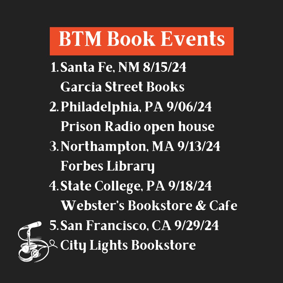 Beneath the Mountain book events are happening soon! Check out the flyer for locations and dates ⭐️    

Registration + more info on events: 
NM: garciastreetbooks.com/event-details/…
PA (Philly): Email info@prisonradio.org 
MA + PA (State College): Sign up TBD 
SF: eventbrite.com/e/bay-area-boo…