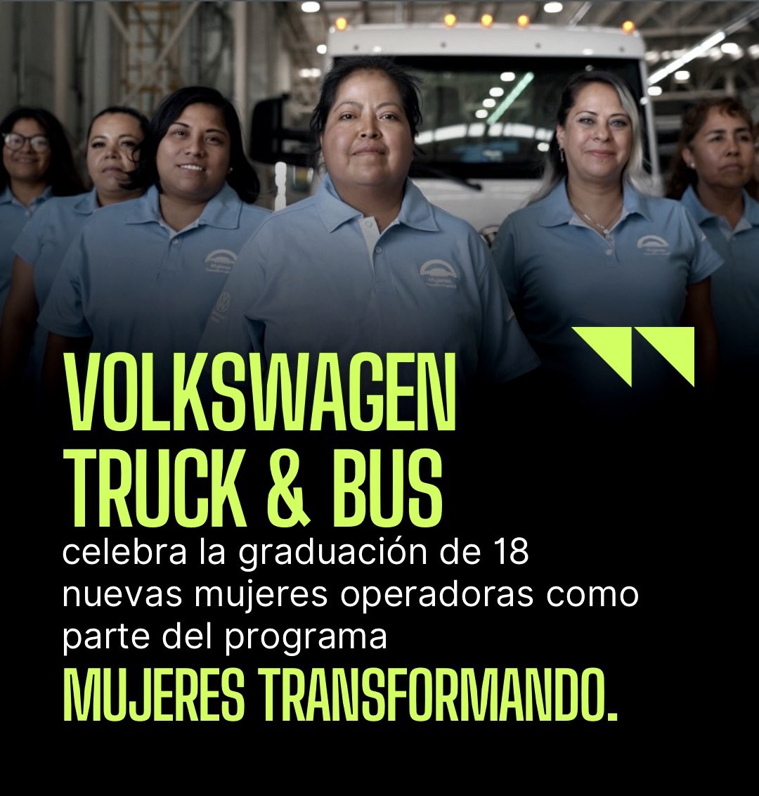 PanoramaAutomot's tweet photo. VW Truck &amp; Bus México celebró la graduación de la 2da  generación del programa Mujeres Transformando; iniciativa que busca generar mayores oportunidades para el desarrollo profesional de mujeres
operadoras dentro del sector del autotransporte en México.

https://t.co/0jdRjMU7Ty https://t.co/8Wth040Feu
