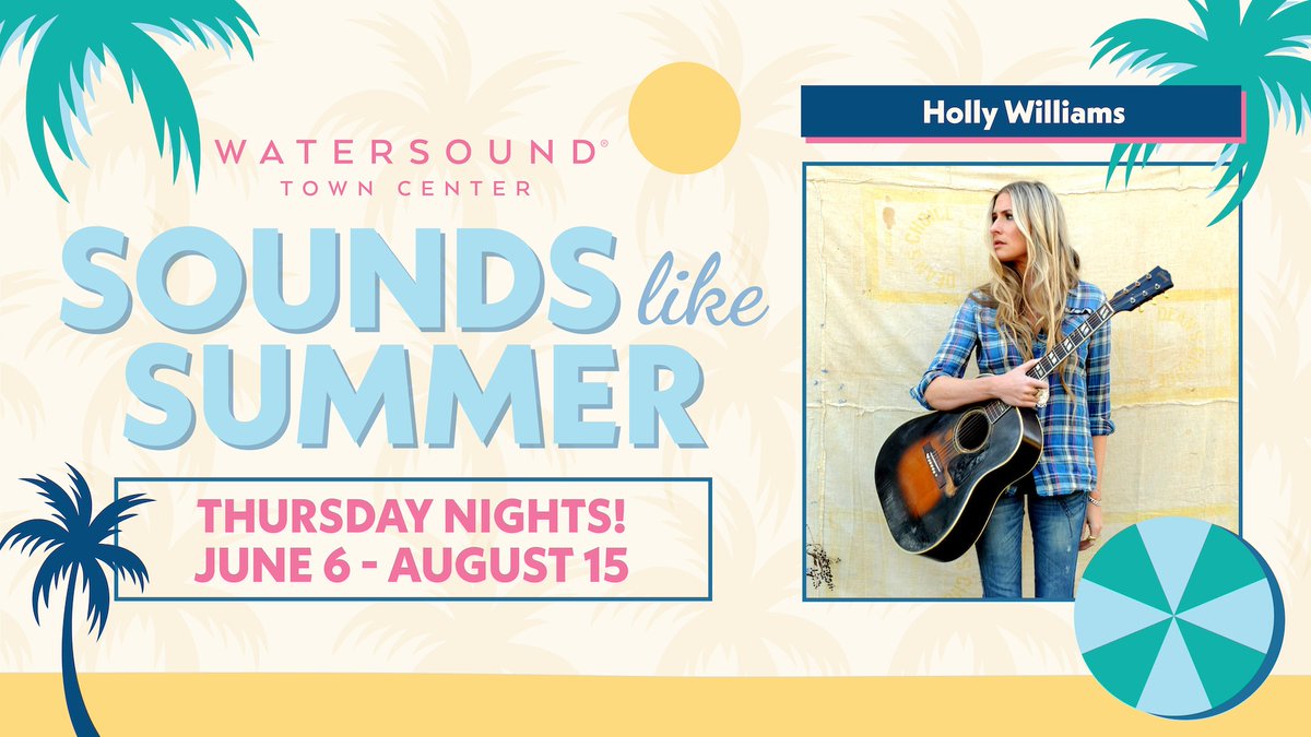 Tonight come on out for Sounds Like Summer at The Pavilion at Watersound Town Center at 6pm! Enjoy live music from Holly Williams as part of the 30A Songwriters Showcase. Full details: loom.ly/O_dON9k
