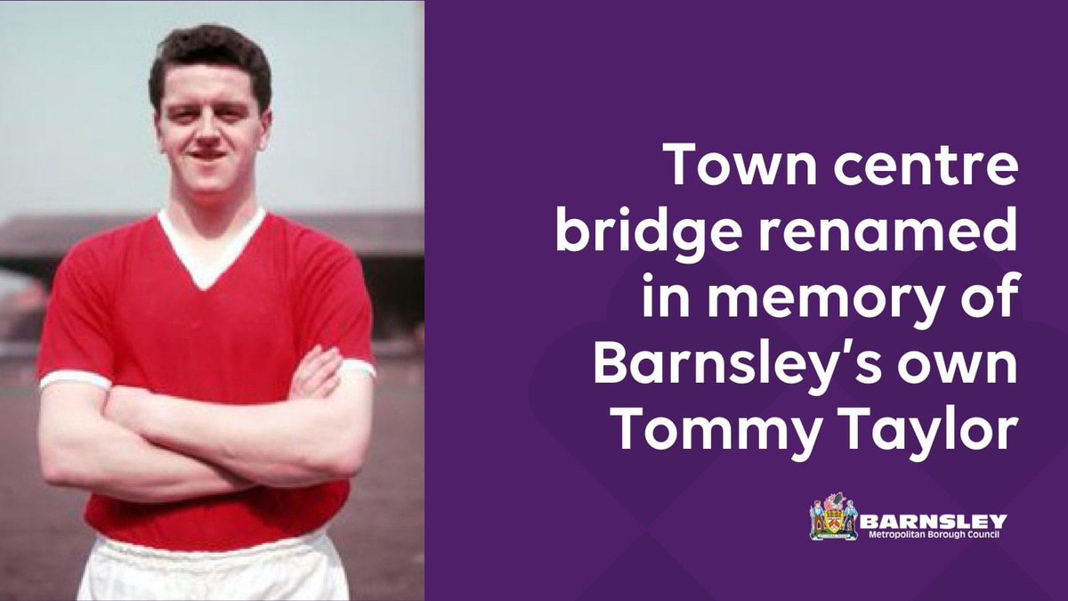 This is just the best news 
<a href="/followers/">はうはう</a> 
Barnsley’s new town centre bridge is to be renamed the Tommy Taylor Memorial Bridge in memory of the Smithies-born former Barnsley Football Club, Manchester United and England football team striker who was tragically killed in Munich 1958