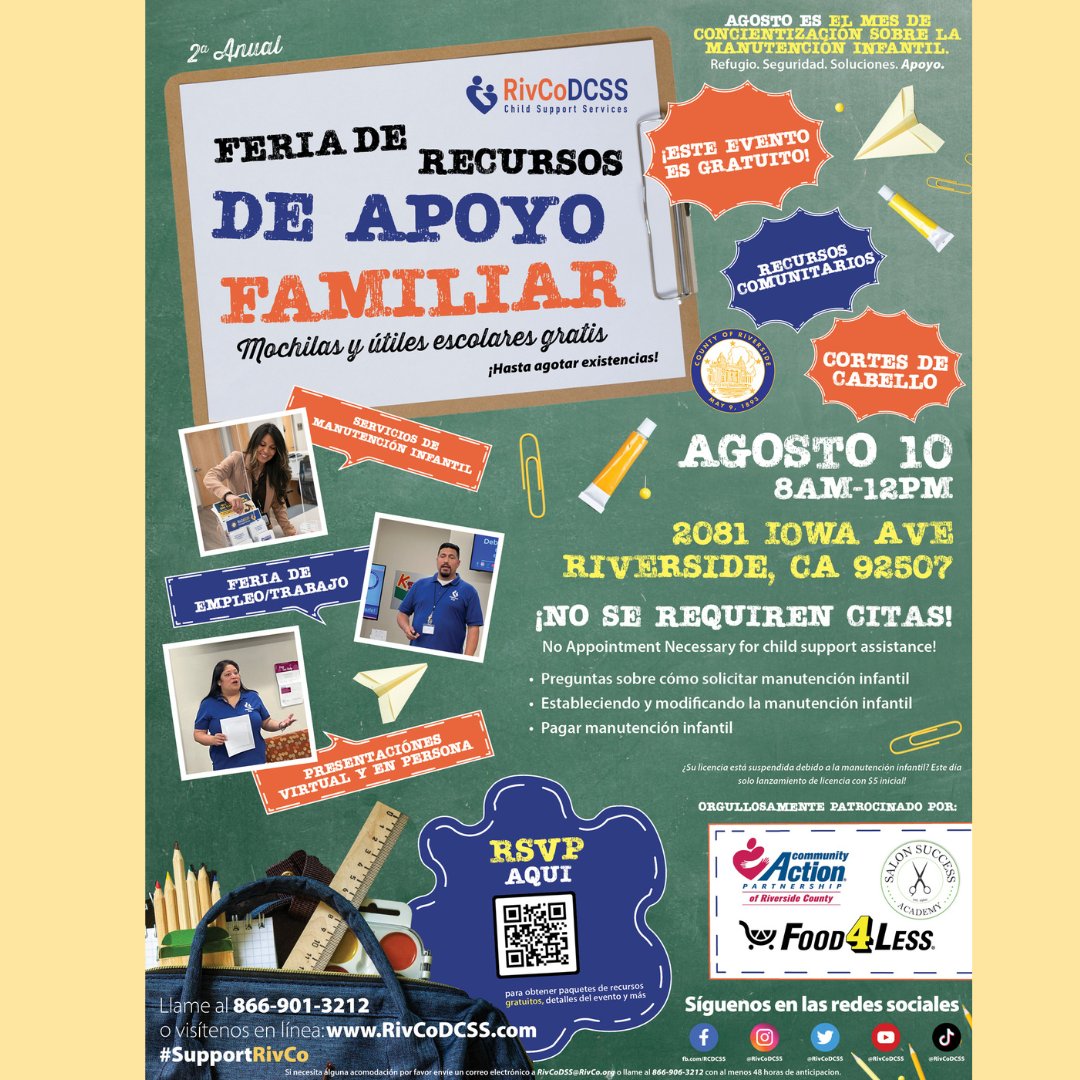 My_Learn_Studio's tweet image. We will be in Riverside at 2081 Iowa Ave. 92507! 
Join us and RivCoDCSS child support services for a day of backpack and school supply giveaway!!
My Learning Studio
17086 Van Buren Blvd. @ Washington St. 
Riverside – Woodcrest
(951) 789-5402
MyLearningStudio.com