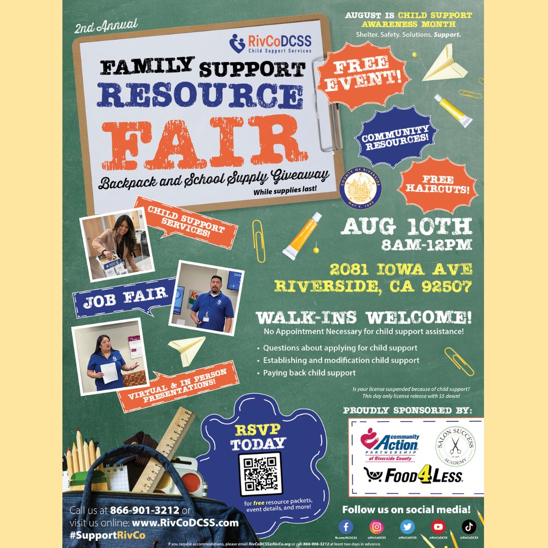 My_Learn_Studio's tweet image. We will be in Riverside at 2081 Iowa Ave. 92507! 
Join us and RivCoDCSS child support services for a day of backpack and school supply giveaway!!
My Learning Studio
17086 Van Buren Blvd. @ Washington St. 
Riverside – Woodcrest
(951) 789-5402
MyLearningStudio.com