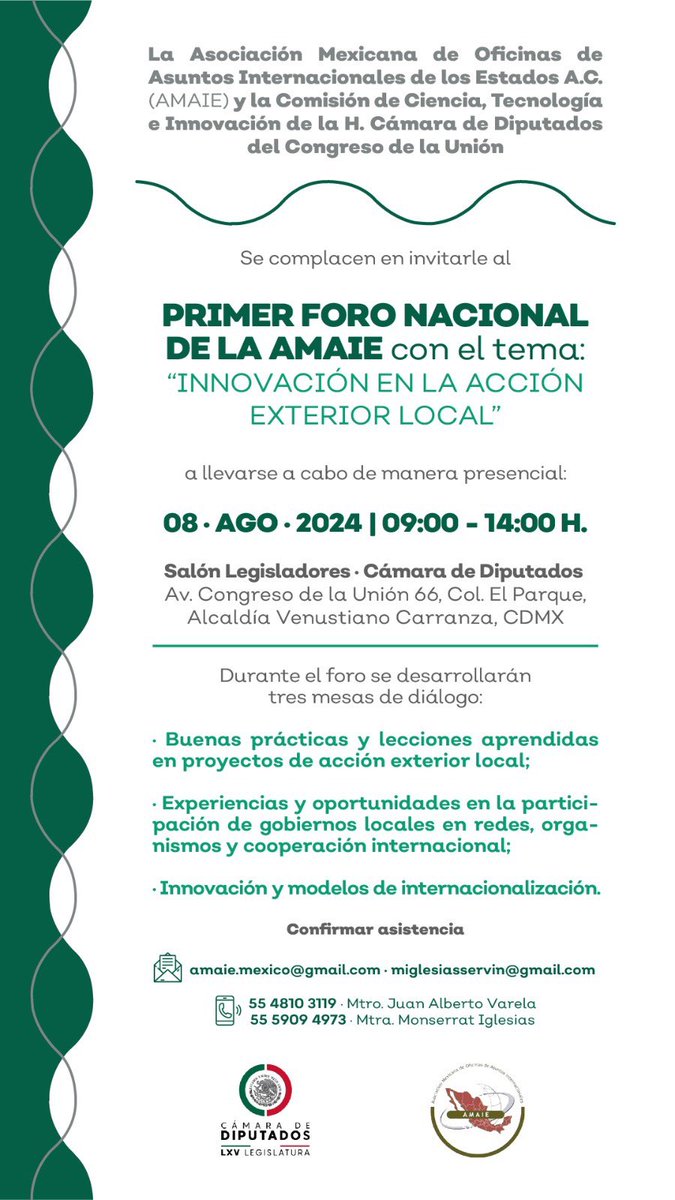 nahueloddone's tweet image. #Hoy tiene lugar el Primer Foro Nacional de la #AMAIE centrado en “la innovación en la acción exterior local” @Amaie_Mexico.

Oportunidades para los gobiernos locales en materia de desarrollo productivo sostenible a partir del diálogo con organismos internacionales @cepal_onu