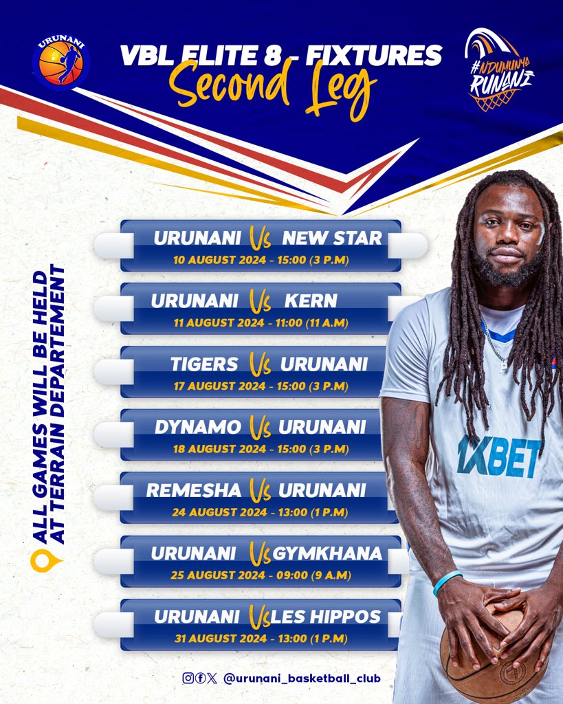 See the dates for our 7 games for the second leg of the VBL Elite 8 starting from 10 August 2024.

#NdUmunyarunani #Urunani #Ishaka