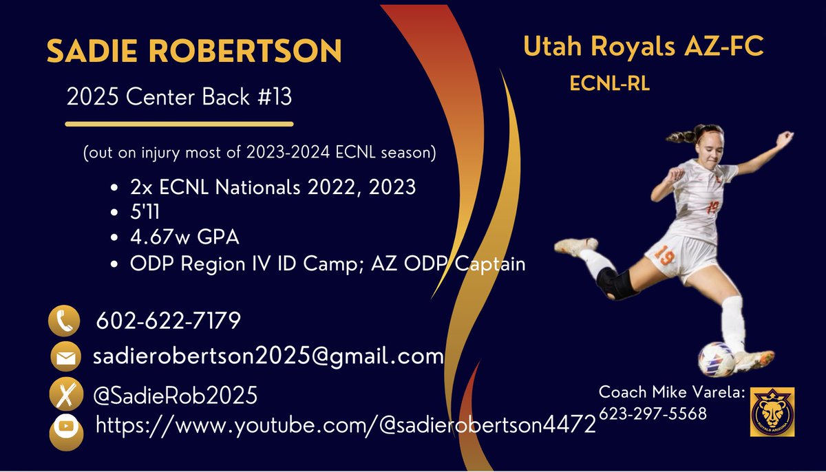 And she’s off ✈️ 
Heading to <a href="/RSLAcademy/">Real Salt Lake Academy</a> for the weekend 💙🤍💛⚽️ Time for some excellent training and new team bonding! <a href="/UtahRoyalsFC/">Utah Royals FC</a> <a href="/RoyalsFCAZ/">Royals Arizona</a> <a href="/ECNLgirls/">ECNL Girls</a> <a href="/SadieRob2025/">Sadie Robertson, ECNL-RL 4.4w</a> <a href="/ImCollegeSoccer/">College Soccer Truth ™</a> <a href="/ImYouthSoccer/">ECNL/GA/Recruiting/College Soccer</a> <a href="/PrepSoccer/">Prep Soccer ⚽️</a> <a href="/SSN_NCAASoccer/">Sidelines - College Soccer</a> <a href="/NCAASoccer/">NCAA Soccer</a>