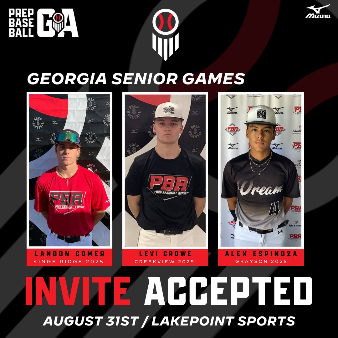 PrepBaseballGA's tweet photo. 𝐆𝐞𝐨𝐫𝐠𝐢𝐚 𝐒𝐞𝐧𝐢𝐨𝐫 𝐆𝐚𝐦𝐞𝐬 🍑
❗𝑰𝒏𝒗𝒊𝒕𝒆𝒔 𝑨𝒄𝒄𝒆𝒑𝒕𝒆𝒅 ❗

+ '25 @LandonComer5
+ '25 @Levidcrowe
+ '25 @Espinoza_A91

Request an invite, event info &amp; more...
🔗 https://t.co/zCezn1wJZ3 https://t.co/xhG1fJSuRA