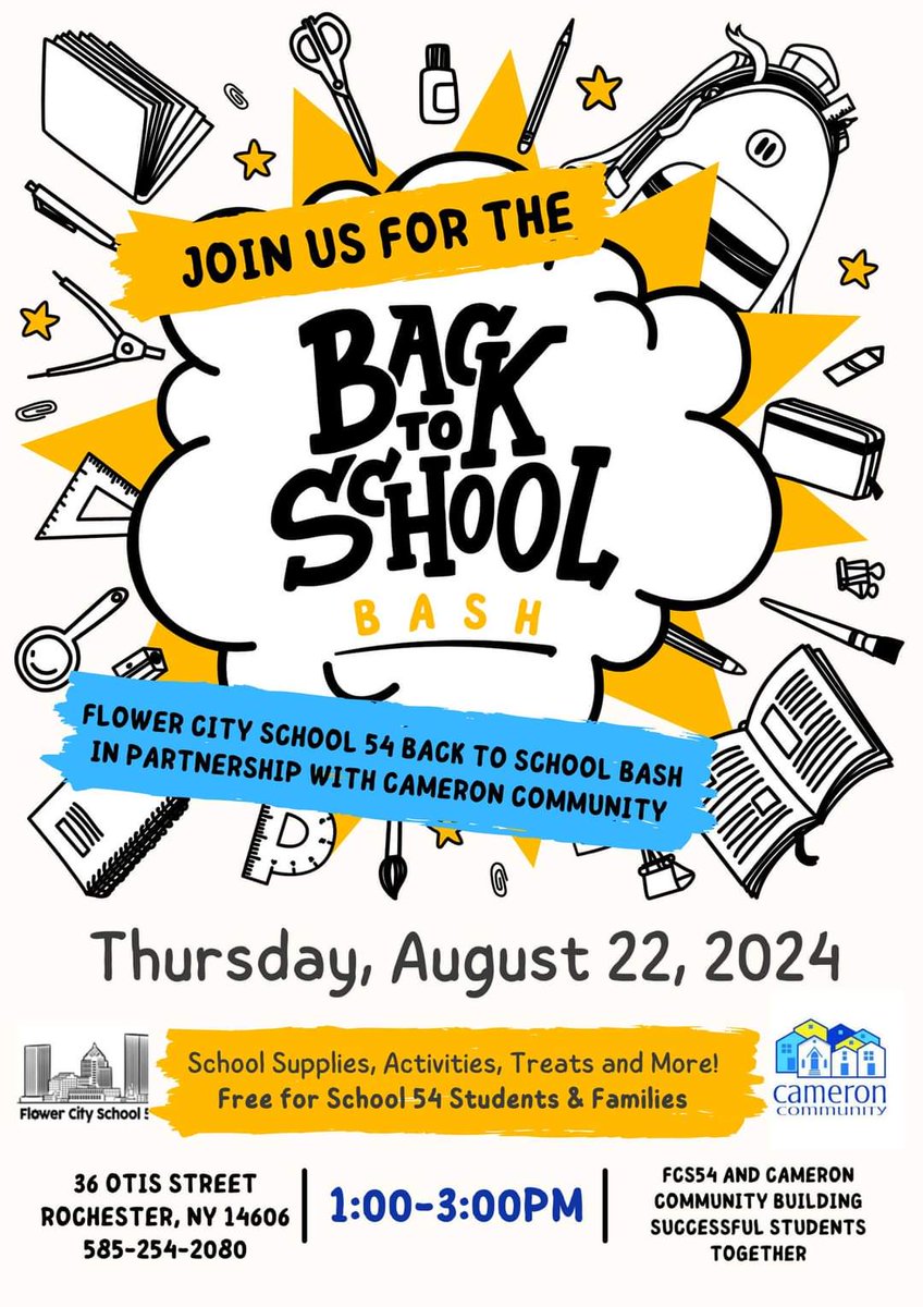 🎉📚 Back-to-School Bash Alert! We're just 2 weeks away from the big day! Join us for an afternoon of fun, food, SPIKES, and getting ready for an amazing school year! 🎈🎒 See you there! <a href="/RCSDNYS/">Rochester City School District</a> <a href="/RCSDParents/">RCSD Parent Engagement</a> <a href="/CameronCM48/">CameronCommunityMin.</a> <a href="/RocRedWings/">Rochester Red Wings</a>