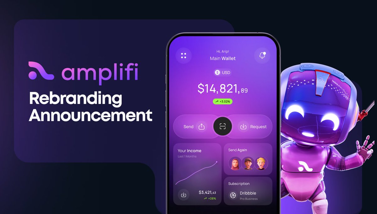𝗔𝗺𝗽𝗹𝗶𝗳𝗶 𝗥𝗲𝗯𝗿𝗮𝗻𝗱: 𝗔 𝗡𝗲𝘄 𝗘𝗿𝗮 𝗕𝗲𝗴𝗶𝗻𝘀 🟣🎉

📢 We are thrilled to unveil Amplifi's new rebrand, a key milestone in our mission to revolutionise the Web3 landscape. Our refreshed design, featuring a sleek aesthetic and vibrant colour palette, reflects our