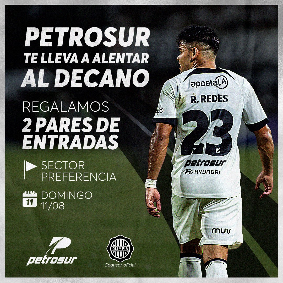 ¡Regalamos 2 pares de entradas sector preferencia para alentar a Olimpia en su partido de este Domingo 11/08!

✅Seguinos.
✅Dale RT a esta publicación.
✅Arrobá en los cometarios a tu acompañante.

Anunciamos a los ganadores MAÑANA VIERNES a las 15:00 hs. 👀