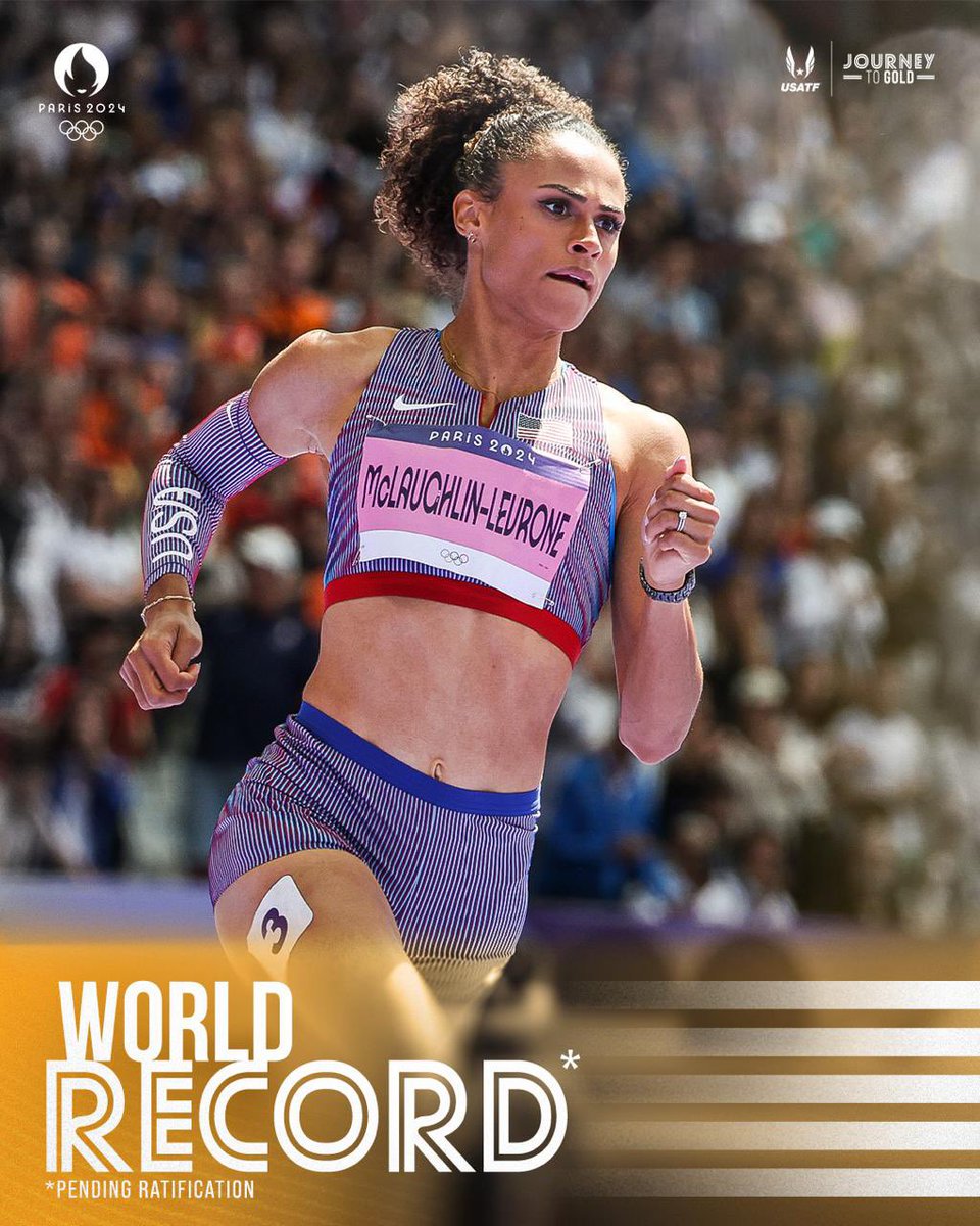 WORLD RECORD FOR SYDNEY MCLAUGHLIN-LEVRONE! 🤯🥇🇺🇸

Sydney cannot be stopped! Her 50.37 shattered her own world record for gold at #Paris2024! 

#ParisOlympics
