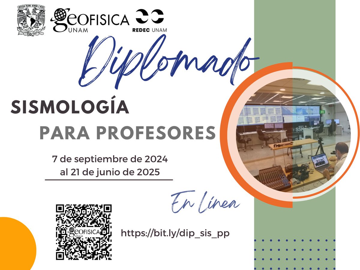 A partir del 1 de agosto, está abierto el pre-registro para participar en una beca del 50% de descuento para el Diplomado en Sismología para Profesores, que iniciará el próximo 7 de septiembre.

¡Participa por una de ellas! 

Información 👇: 
bit.ly/dip_sis_pp