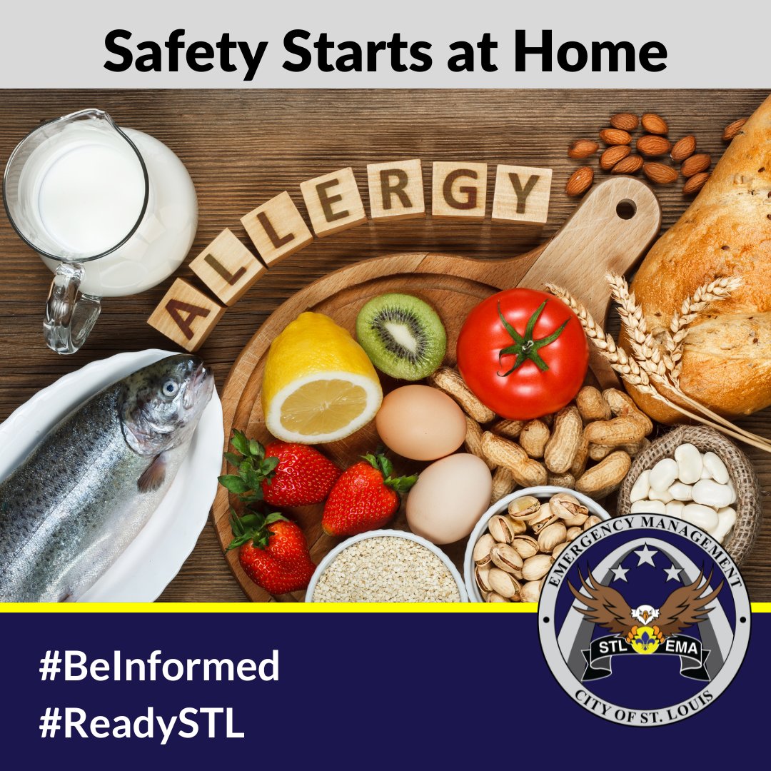 CityEMA's tweet image. Safety at school starts at home! Check your school's policies on common allergens like peanuts, tree nuts, eggs, and more. Each of us can play a part in starting the school year safely!  

#EOSaware #Top8Challenge #ReadySTL #BeInformed