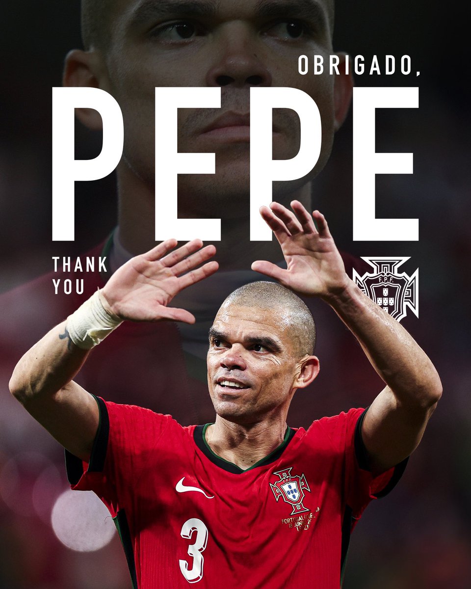 ProximaJornada1's tweet image. Pepe has officially retired from football.

Obrigado 𝙇𝙀𝙂𝙀𝙉𝘿! 💎 

—

📸 @selecaoportugal