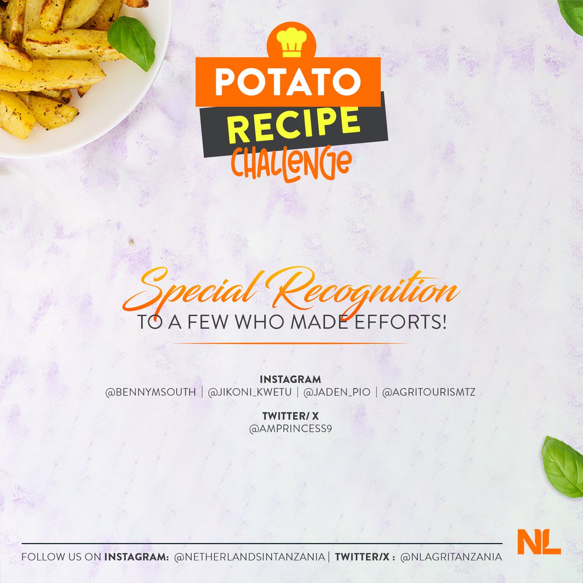 Tunapenda pia kutoa special recognition kwa wale wote walioonyesha efforts, timu itawasiliana nanyi na kila mmoja wenu atapata kitabu cha mapishi ya viazi mviringo.
Hongera sana <a href="/amprincess9/">TricyLove🦁</a> 
#shindanolamapishi