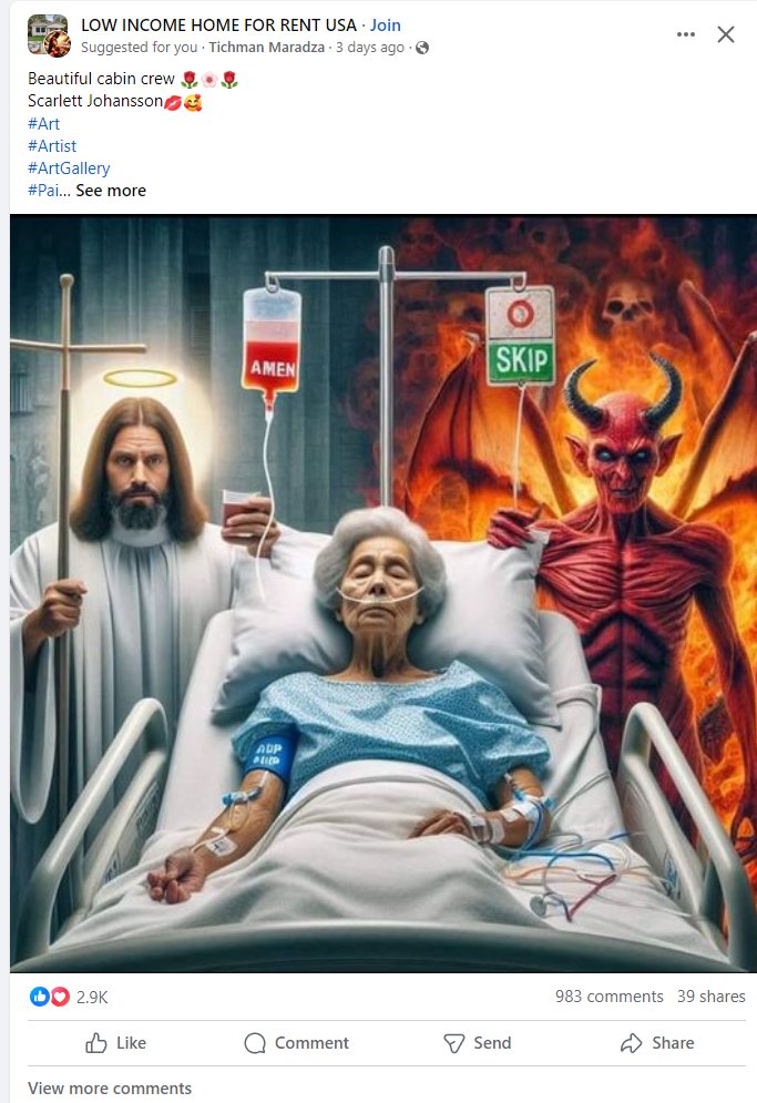 Go4RobinJohnson's tweet photo. The AI currently happening on a Facebook feed of someone you care about https://t.co/TDYqdo1YP0
