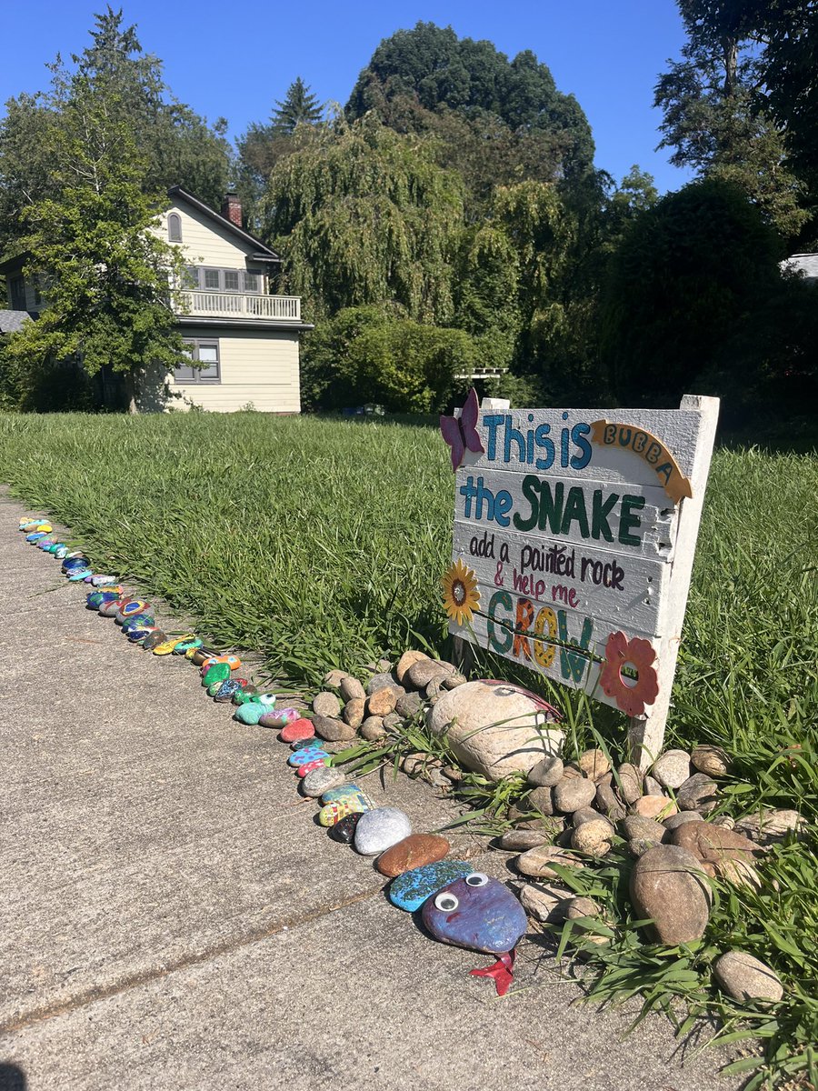 KimRoneyAVL's tweet image. I love seeing our repurposed &amp;amp; repurposable signs serving a next purpose! I’ll be back to enjoy more convo in Kenilworth and bring a painted rock to add to Bubba the snake. Want a #KimRoneyforAsheville #yardsign b4 the election Nov 5th? Link here for info: kimroney4asheville.com/contact/
