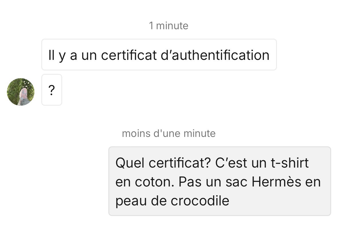 depuis1997's tweet photo. Non, les gens de Vinted ils me rendent ouf 😂😭 https://t.co/4WUmqxr8Pb