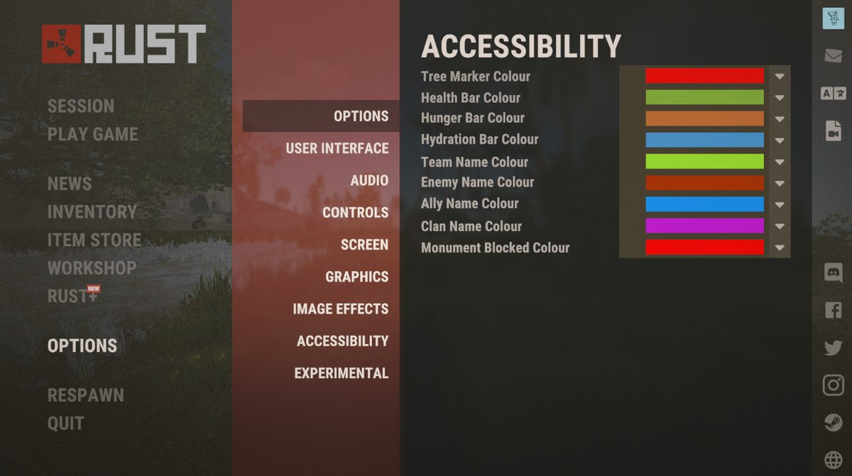 Rustafied's tweet image. There's a new accessibility section coming to the options menu to help color blind people see things better😎
commits.facepunch.com/492047
