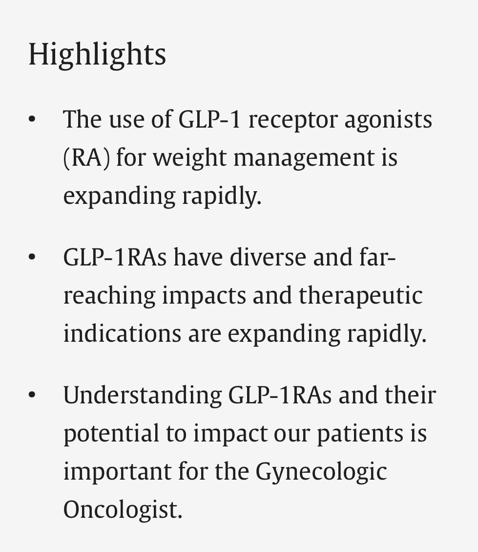 gynoncjnls's tweet photo. Glucagon-like peptide-1 (GLP-1) receptor agonists for weight management: A review for the gynecologic oncologist @SGO_org @IGCSociety @ESGO_society @ASCO @OncoAlert https://t.co/CeIvQeVobh https://t.co/PuDVjbecou