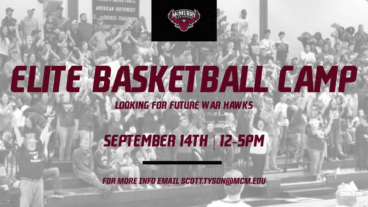 McMurry_MBB's tweet photo. Calling all potential student athletes! McMurry basketball is having an elite camp coming and we want you to come and showcase your skills in front of our coaching staff on our beautiful campus! Sign up now! #SouthSide325 https://t.co/YvpshzyoLq https://t.co/Z8S997rGrB