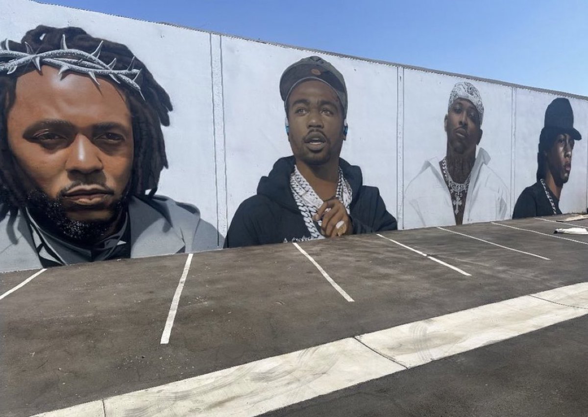 The mural of Kendrick Lamar, Roddy Ricch, YG and DJ Quik in Compton is complete 🎨