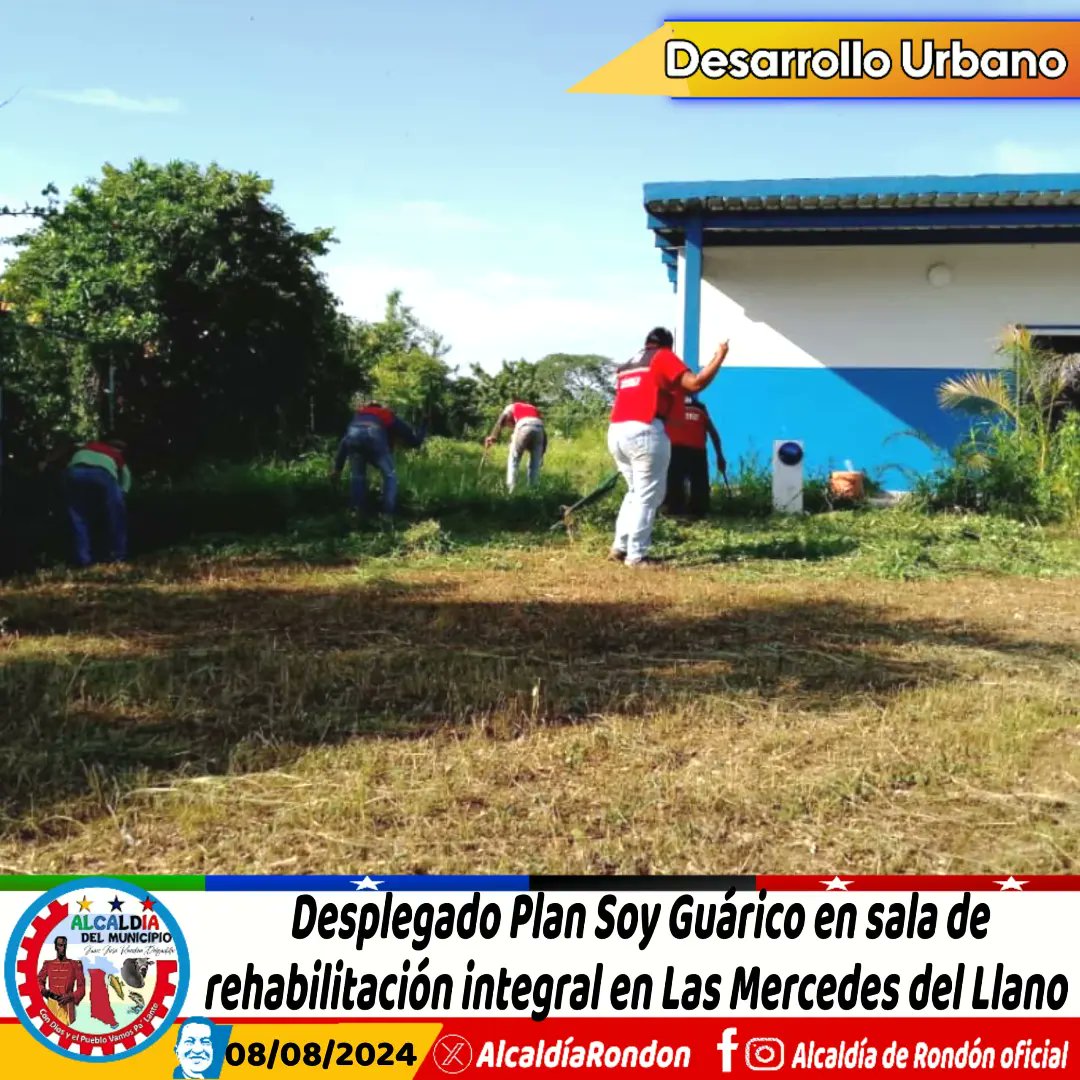#08Ago 🧹🍃 Desplegado Plan Soy Guárico en sala de rehabilitación Integral en Las Mercedes del Llano 

#ConDiosyElPuebloVamosPaLante

#JuanJoséRondón 
#LasMercedesDelLlano
#Guárico
#GuáricoProduce
#PuebloSonrienteYEnPaz

instagram.com/p/C-advifOk-1/…