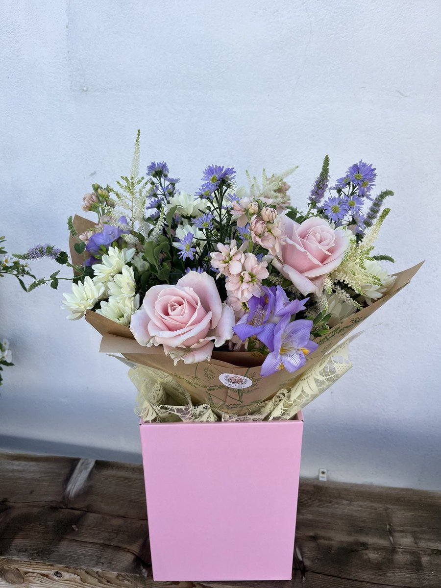 Hand tied aqua bouquets