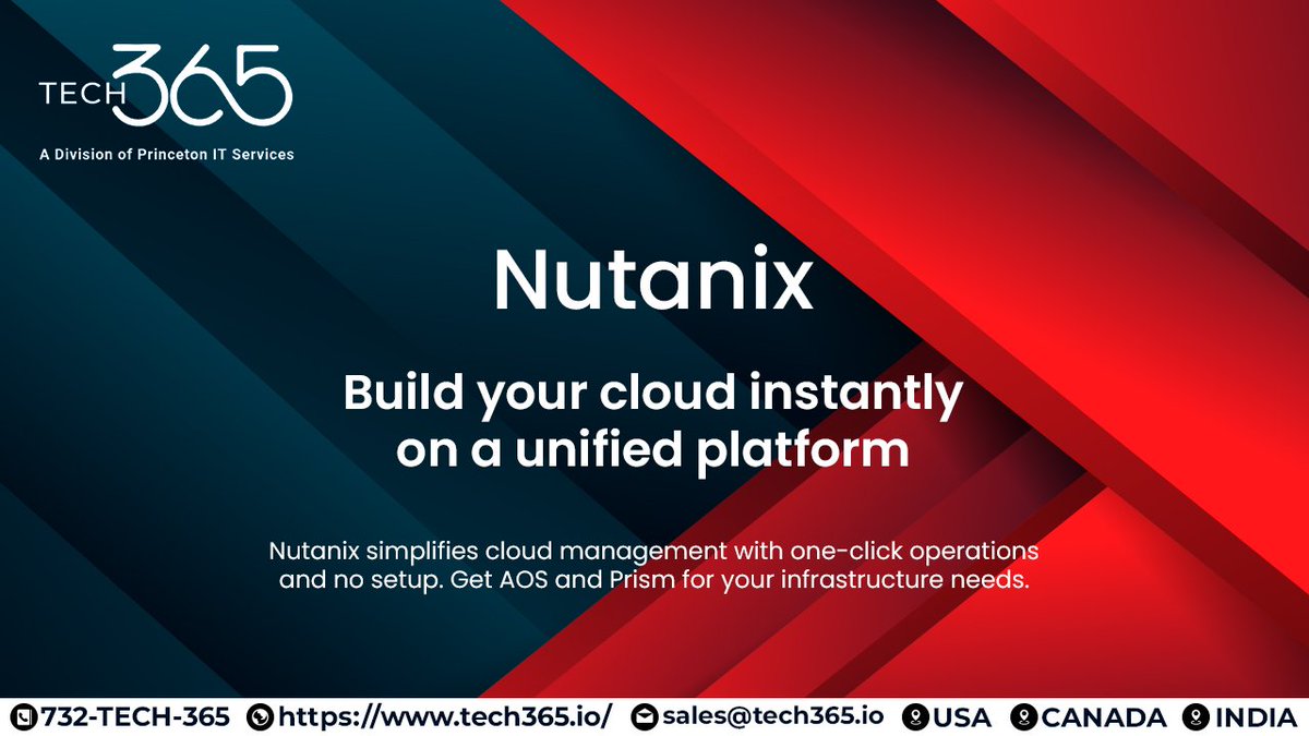 Tech365I's tweet photo. Build your cloud instantly with Nutanix's unified platform—no hardware or setup needed. Available at Tech365.
Reach us at sales@tech365.io
#CloudComputing #Nutanix #Tech365 #UnifiedPlatform #usa #canada #india https://t.co/RCjTSe0ova