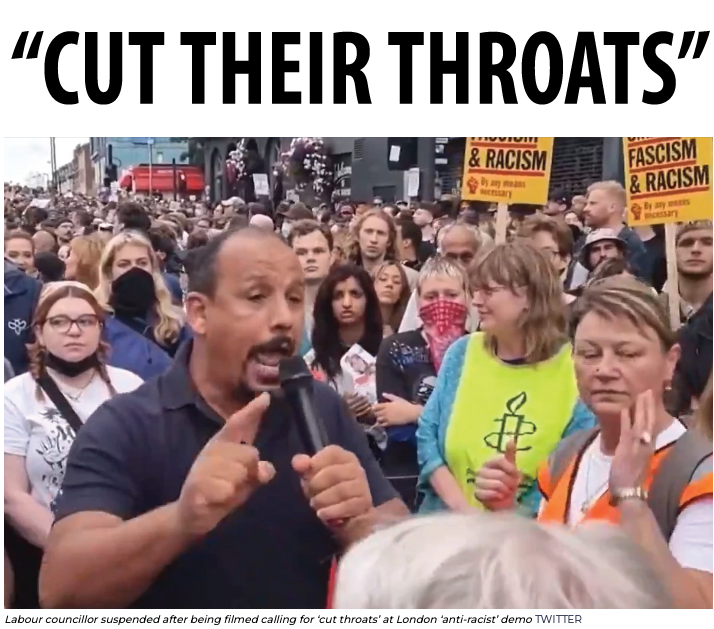 TobyMacallister's tweet photo. 🚨 It's reported that Labour's Ricky Jones has been arrested after calling for throats to be cut.
Now identify & jail every thug at that rally who clapped and cheered him when he said. It shouldn't be hard, the whole thing is on video.
#FarLeftLabour #LabourTyranny #LabourNazis https://t.co/DQ1U3VAp2K