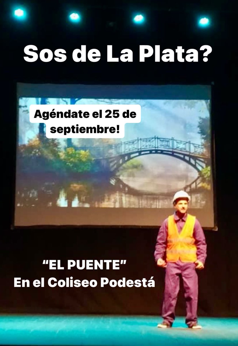 Si sos de La Plata agéndate el miércoles 25 de septiembre, porque después de dos años recorriendo el País, “EL PUENTE” vuelve al Coliseo Podestá!!!

En breve publicaremos el enlace para sacar tus entradas!!! 

Nos vemos pronto!!!
