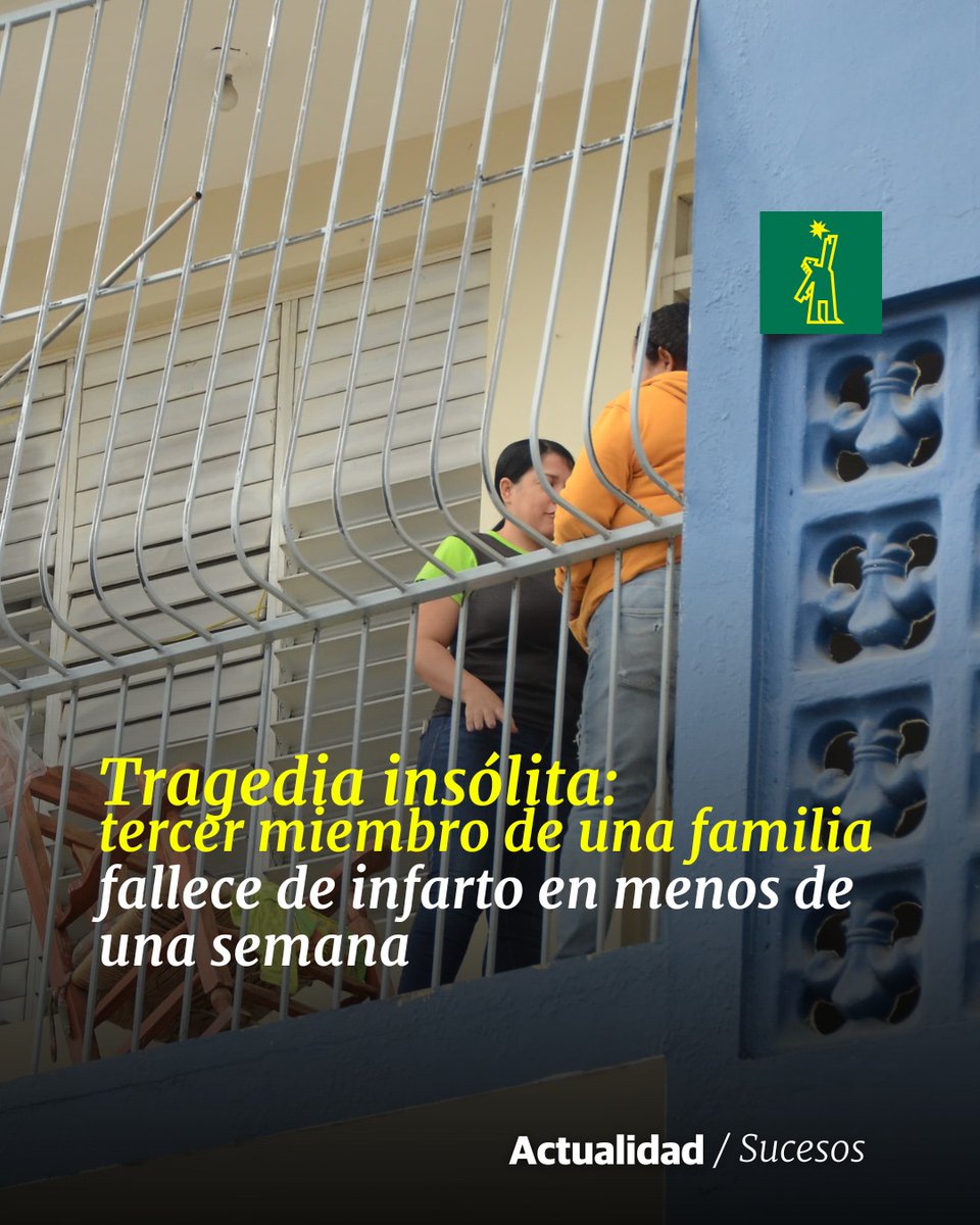 🚨 |#SucesosDL| . Primero murió su esposa de un infarto. Luego, del impacto de ver a su madre fallecida, su hija cayó por otro ataque cardíaco fulminante. Ahora le tocó el turno a él

🔗 ow.ly/39Kb50STTYz

#DiarioLibre #Infarto #Fallecido #Familia #Tragedia