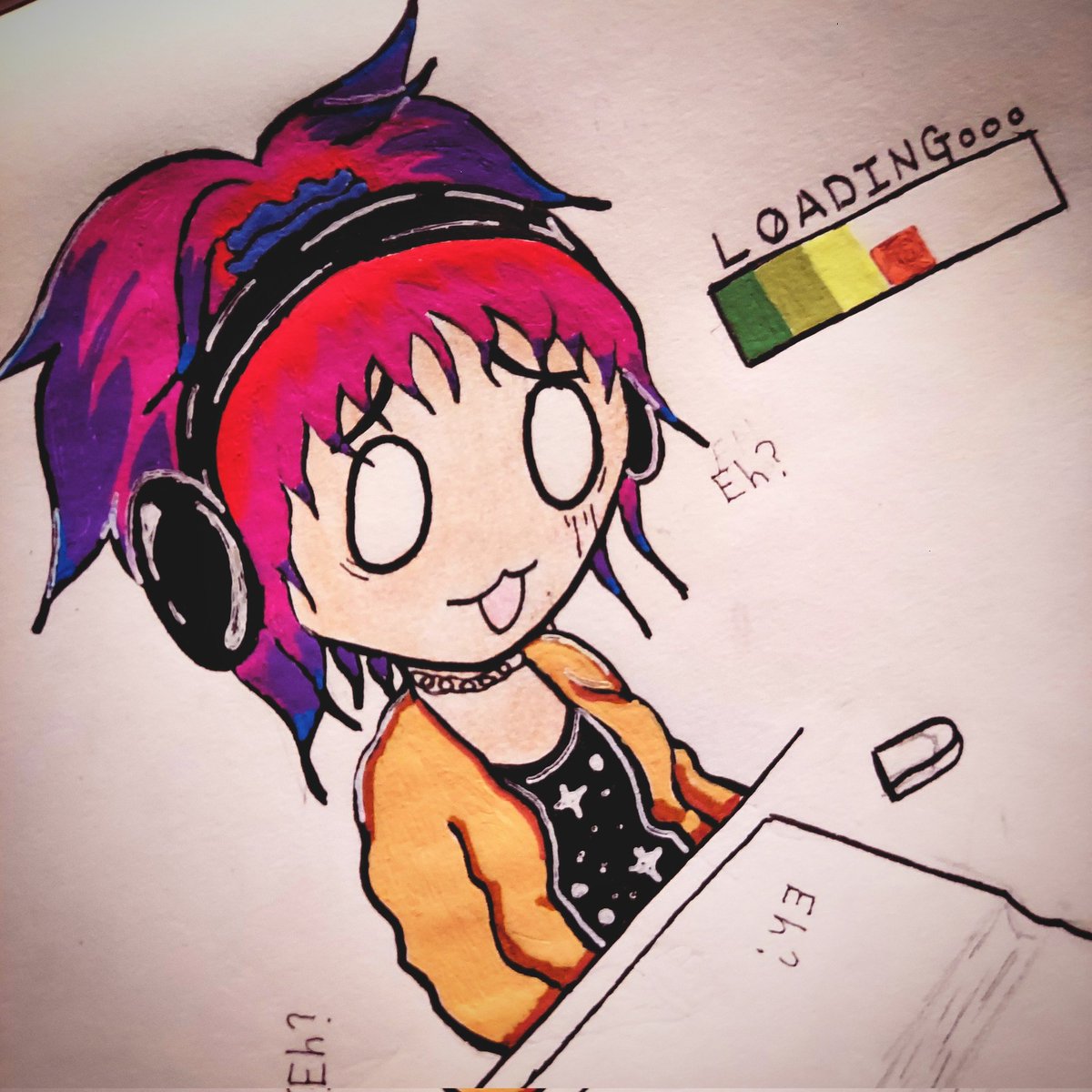 _OminousKitsune's tweet photo. ⚠️🔄Loading..🔄⚠️
✨️💜🩷❤️🧡💛💚✨️
I'm currently experiencing artblock due to the creative energy spent dyeing my hair 😭😂
So, with that in mind
Enjoy my doodle, lol
#artblock #artblockhelp #art #doodle #sketch #doodles #doodleart #eh #loading #chibiart #Chibi https://t.co/r6f1cSpmP6