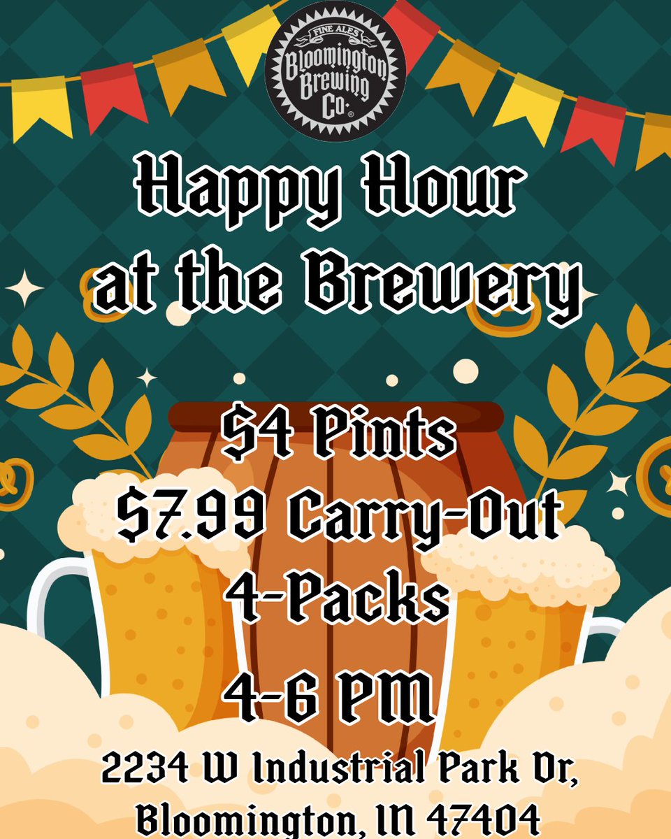 Happy Hour at the Brewery August 14th! Come tour the brewery while enjoying discounted brews and live music! Hope to see you there!