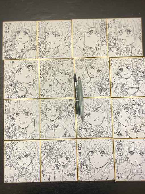 コミケに持って行く色紙、現時点で16枚できました🍙🦜 | 梵辛🍙くち