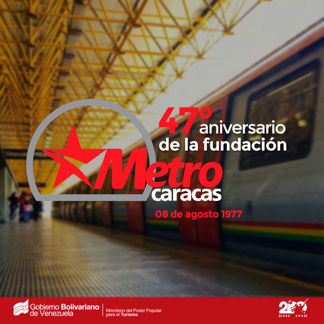 Mintur/Motor Turismo (@minturvzla) on Twitter photo La Compañía Anónima Metro de Caracas, arriba a 47 aniversario de creación. Es el principal medio de transporte subterráneo de la ciudad de Caracas. Alberga en sus distintas estaciones obras de destacados artistas venezolanos que engalanan cada trayecto <a href="/NicolasMaduro/">Nicolás Maduro</a> La Compañía Anónima Metro de Caracas, arriba a 47 aniversario de creación. Es el principal medio de transporte subterráneo de la ciudad de Caracas. Alberga en sus distintas estaciones obras de destacados artistas venezolanos que engalanan cada trayecto <a href="/NicolasMaduro/">Nicolás Maduro</a>