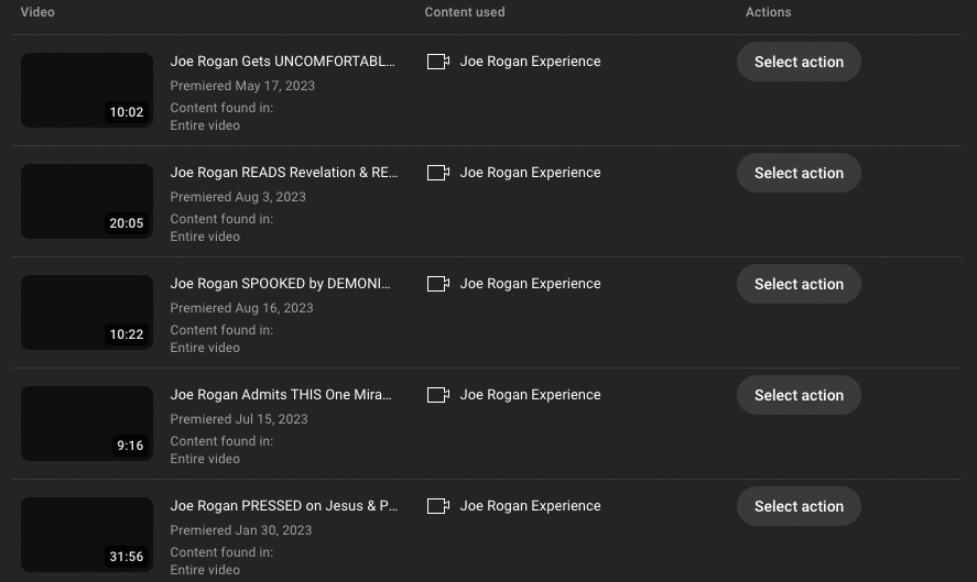 RuslanKD's tweet photo. @TeamYouTube hey guys, just woke up to 10 copyright claims over reaction/commentary videos to Joe Rogan podcast clips that’s lead to 2 copyright strikes. 

This is clearly an abuse of the YouTube system probably meant to inimitable smaller creator. 

I’ve already emailed the contact. Is there anyone that can please take a look at this for me while I wait for these to hopefully be lifted. This puts my channel at risk of termination. These clearly fall within fair use and have been lifted before.
