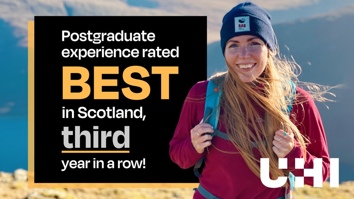 ½ We’re delighted to announce that for the third year running, postgraduate students have rated UHI the best in #Scotland for overall student satisfaction: bit.ly/4dwPV6Q

#ThinkUHI #StudentExperience