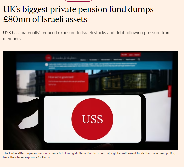 ruedasytablas's tweet photo. Following the steps of major Danish and Norwegian pension funds, now the biggest pension scheme in the United Kingdom has dumped millions of Israeli assets.

@MickCashexRMTGS , as trustee of the British Railway pension scheme, will you be following similar steps? https://t.co/q0YgDtVXuj
