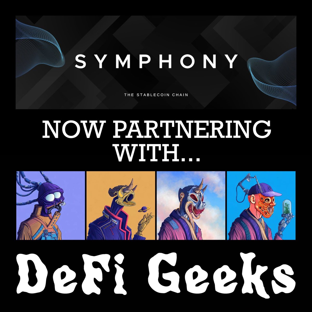 We're excited to announce our new partnership with <a href="/DeFiGeeksNFT/">DeFi Geeks</a>, bringing the DeFi Geeks community to our incentivized testnet!  You can find their NFTs on <a href="/StargazeZone/">Stargaze ✨🔭</a> at stargaze.zone/m/stars1mg2hg6…, and join their community at discord.com/invite/Vcyc9Yk…

While all are welcome to