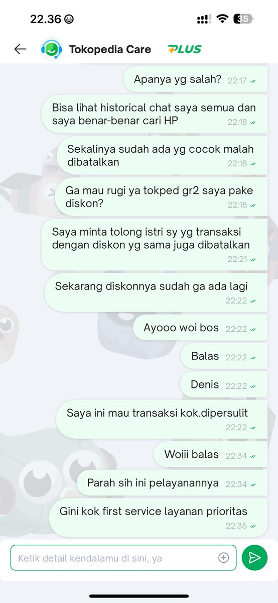 adidkillasmooth's tweet photo. Ini maksudnya Apa coba?  @tokopedia @TokopediaCare 
Kalian ga mau buyer pake diskon besar?
Kok saya pesan dibatalkan terus. Saya bayar lo. Atau kalian ga mau rugi kalau buyer pakai kupon diskon?
Saya mau transaksi kok dipersulit.
Chat di tokped care juga sama aja. Slow respon. https://t.co/dVDD2oSRq1