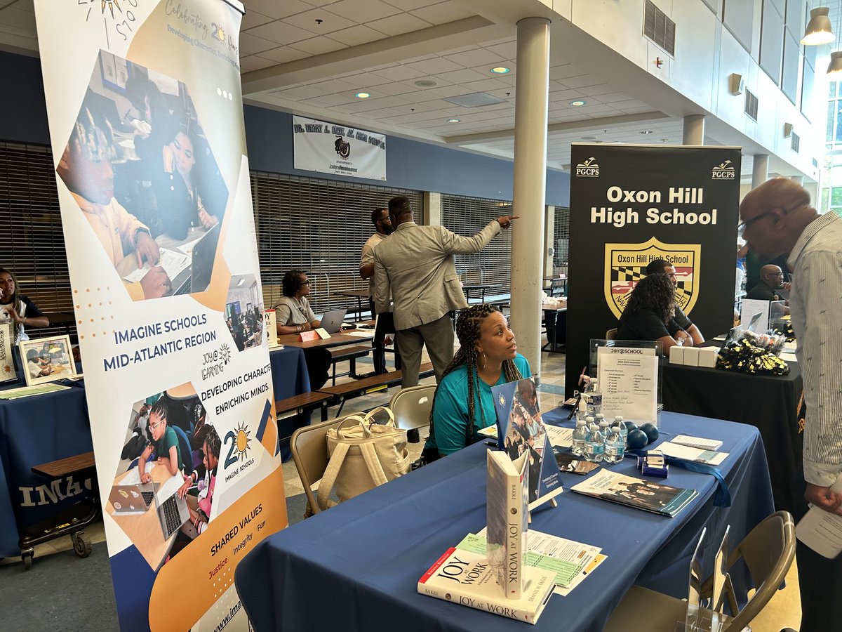 Last hiring palooza for the summer before the school year kickstarts-with our Principal representing. Thank you to each individual that stopped by our table, and for each potential educator, we look forward to you all joining the Imagine team &amp; family. #weareimagine