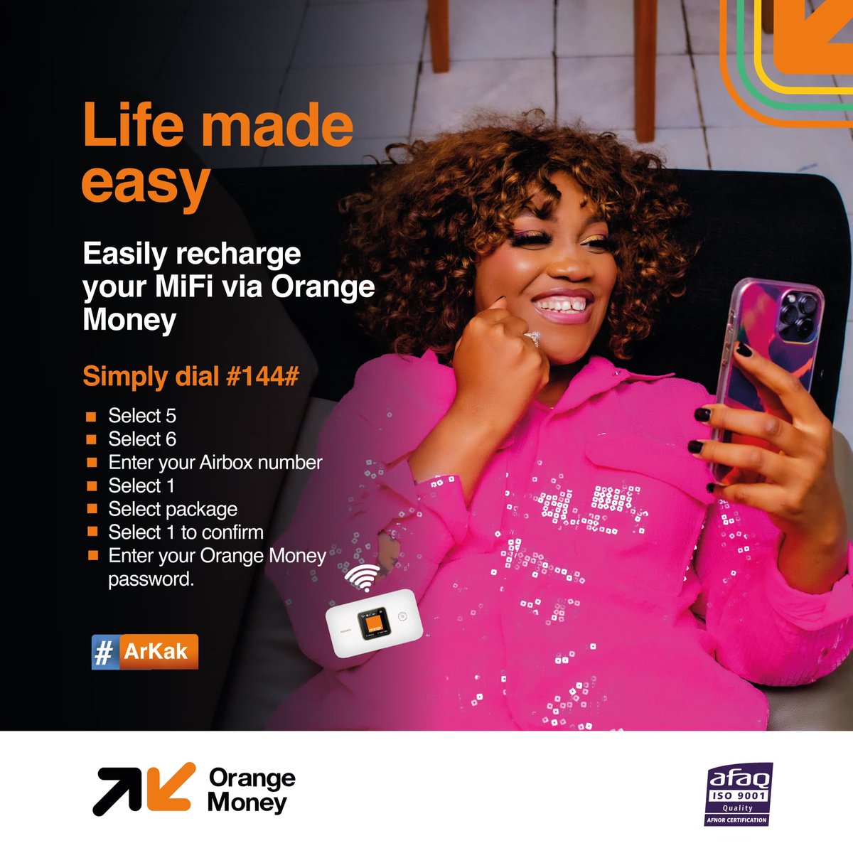 Orangemoneysl's tweet image. Life Made Easy

Easily recharge your MiFi via Orange Money by dialing #144#

Select number 5, then choose option 6

#orangesl #OrangeMoney #mifi #Arkak