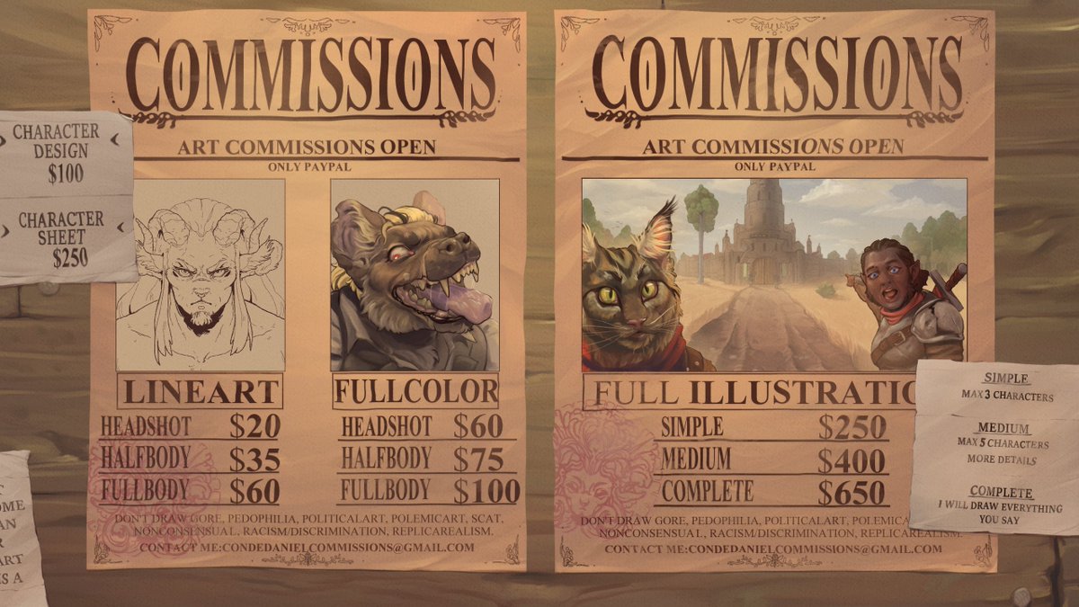 ArtCondeDaniel's tweet image. ✨✨✨COMMISSIONS OPEN✨✨✨
🫒Table of prices 2024🫒
🔸Contact me on forms.gle/nLnimJKLkVvzFB… 🔸
🔸ONLY PAYPAL 🔸
⚠️ Terms of Services⚠️
docs.google.com/document/d/1mc…
🫒RT's are very appreciated 🫒
#opencommissions #commissionsopen #commissions #ComisionesAbiertas