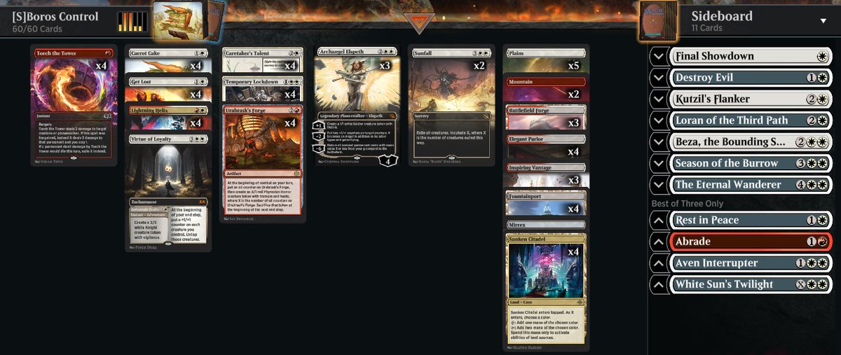 MTGA52884522's tweet photo. Sweet standard deck-tech, my take on the -------Boros·token·"Control"---------side for more options to try
Went 6-1 on Platinum BO1 Ladder, while my friend got a crazy 19-1!
@fireshoes @mtgazone https://t.co/PbLYa9wYE8